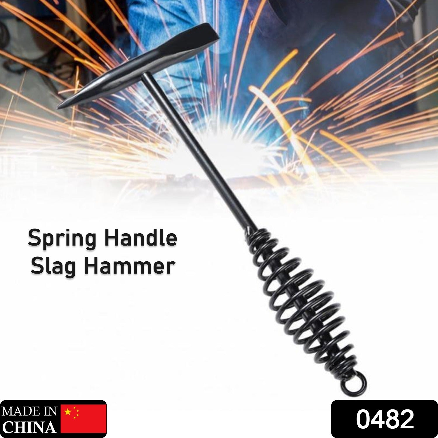 0482 Welding Slag Removal Tool  Chipping Hammer with Coil Spring Handle, Mufti Functional for Cleaning Removing Slag Industrial Weld Slag Spatter Removal Tool Welding Hammer, for Machinery Electrician (1 Pc ) 0482 Welding Slag Removal Tool  Chipping Hammer with Coil Spring Handle, Mufti Functional for Cleaning Removing Slag Industrial Weld Slag Spatter Removal Tool Welding Hammer, for Machinery Electrician (1 Pc )